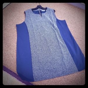Navy and white sleeveless  dress
